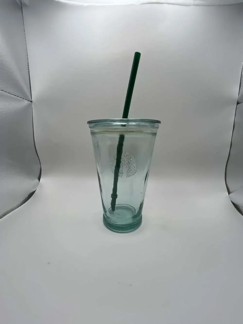 Starbucks Recycled Glass Cold To Go Cup Grande 16 oz Spain With Lid And Straw